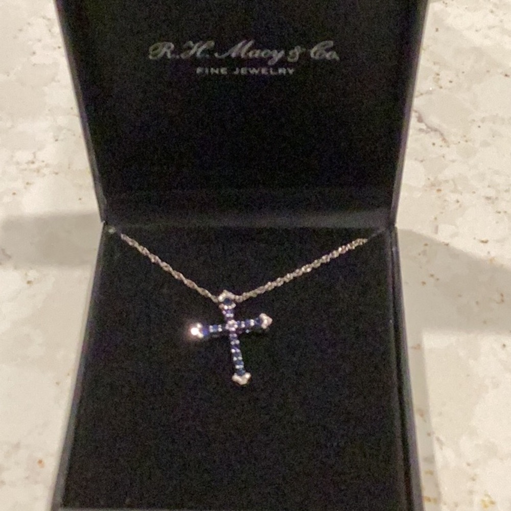Gorgeous Sapphire and Diamond Cross Necklace